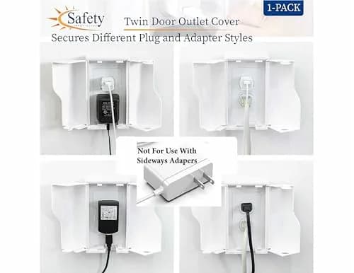 Safety Innovations Twin Door Baby Safety Outlet Cover Box for Outlets | Extra Large Interior Space, Childproof Design, Easy Install thumbnail 3