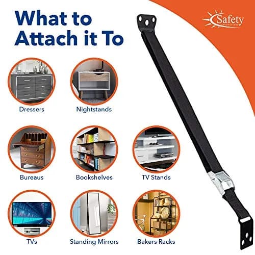 Safety Innovations Heavy Duty TV and Furniture Straps 36 Inch | Anti Tip Furniture Anchors for Child Safety (en_US) thumbnail 7