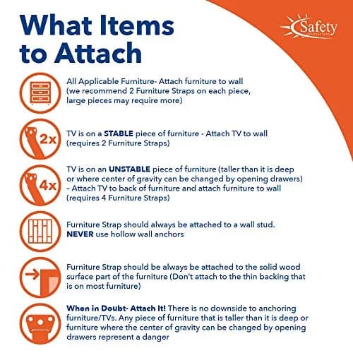 Safety Innovations Heavy Duty TV and Furniture Straps 36 Inch | Anti Tip Furniture Anchors for Child Safety (en_US) thumbnail 8