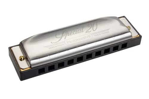 Hohner Special 20 Harmonica, Key of D | Smooth Plastic Body for Fast Playing — Stainless steel