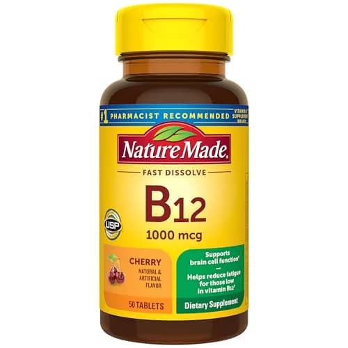 Nature Made Vitamin B12 1000 mcg Fast Dissolve Tablets | Sugar Free, 50 Count, Sublingual for Energy & Mood Support thumbnail 1