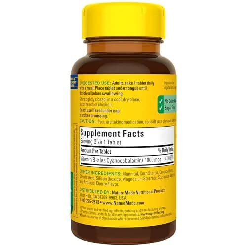 Nature Made Vitamin B12 1000 mcg Fast Dissolve Tablets | Sugar Free, 50 Count, Sublingual for Energy & Mood Support thumbnail 9