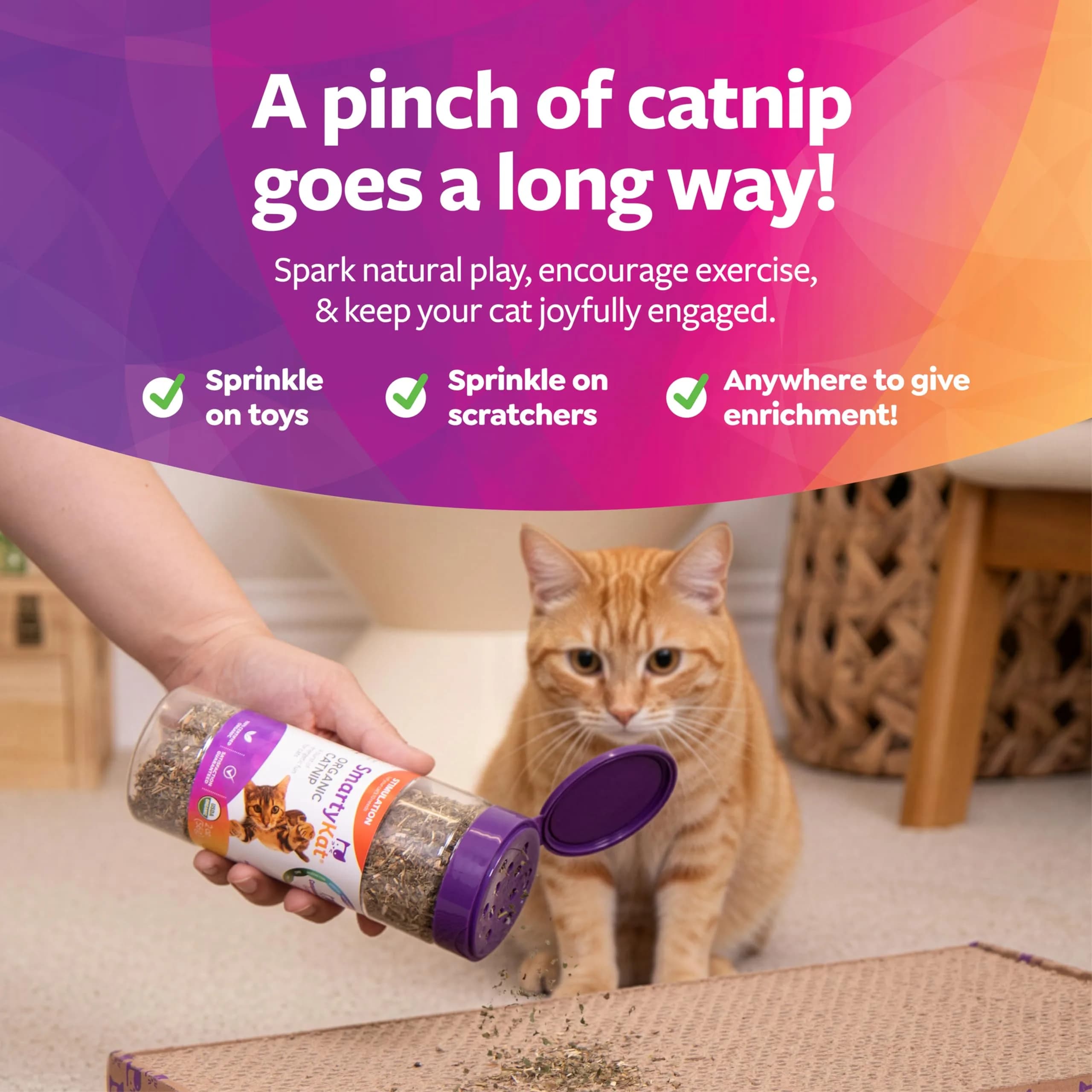 SmartyKat Natural Pure & Potent Catnip Attractant 2 oz (56.7 g) | Stimulating Training Aid for Cats & Kittens - view 5