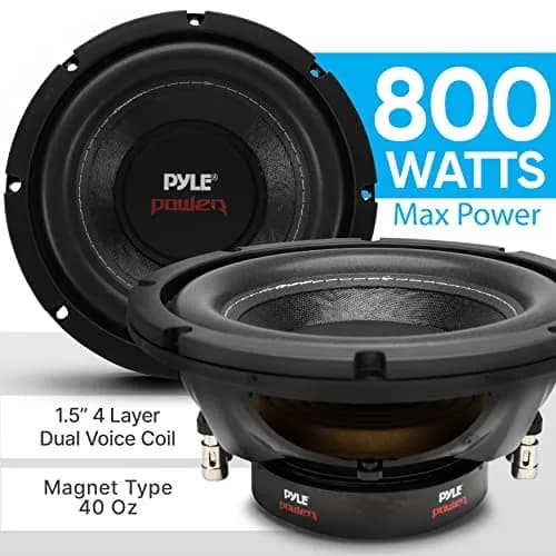 Pyle 8" Car Subwoofer Speaker - 800 Watt Dual 4 Ohm Voice Coil, 400W RMS, 2.27 kg (5 lb) | Powerful Vehicle Audio Bass Woofer thumbnail 3