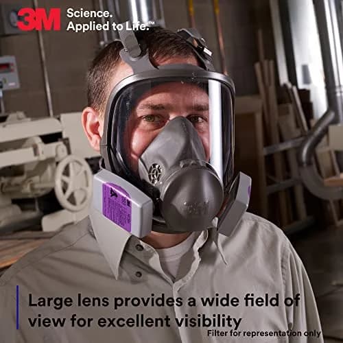 3M Full Facepiece Reusable Respirator 6800 | NIOSH Approved, Medium Fit, Large Lens, Silicone Seal thumbnail 4
