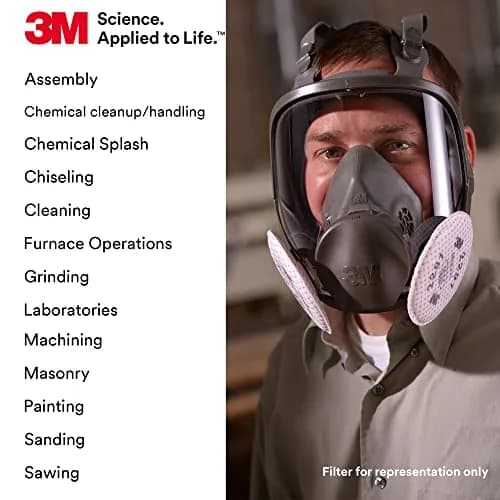 3M Full Facepiece Reusable Respirator 6800 | NIOSH Approved, Medium Fit, Large Lens, Silicone Seal thumbnail 7