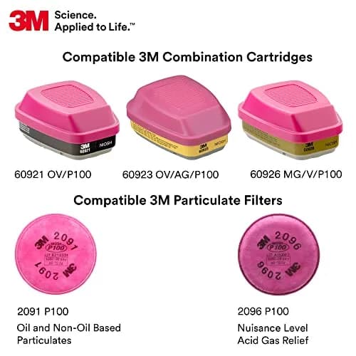 3M Full Facepiece Reusable Respirator 6800 | NIOSH Approved, Medium Fit, Large Lens, Silicone Seal thumbnail 8