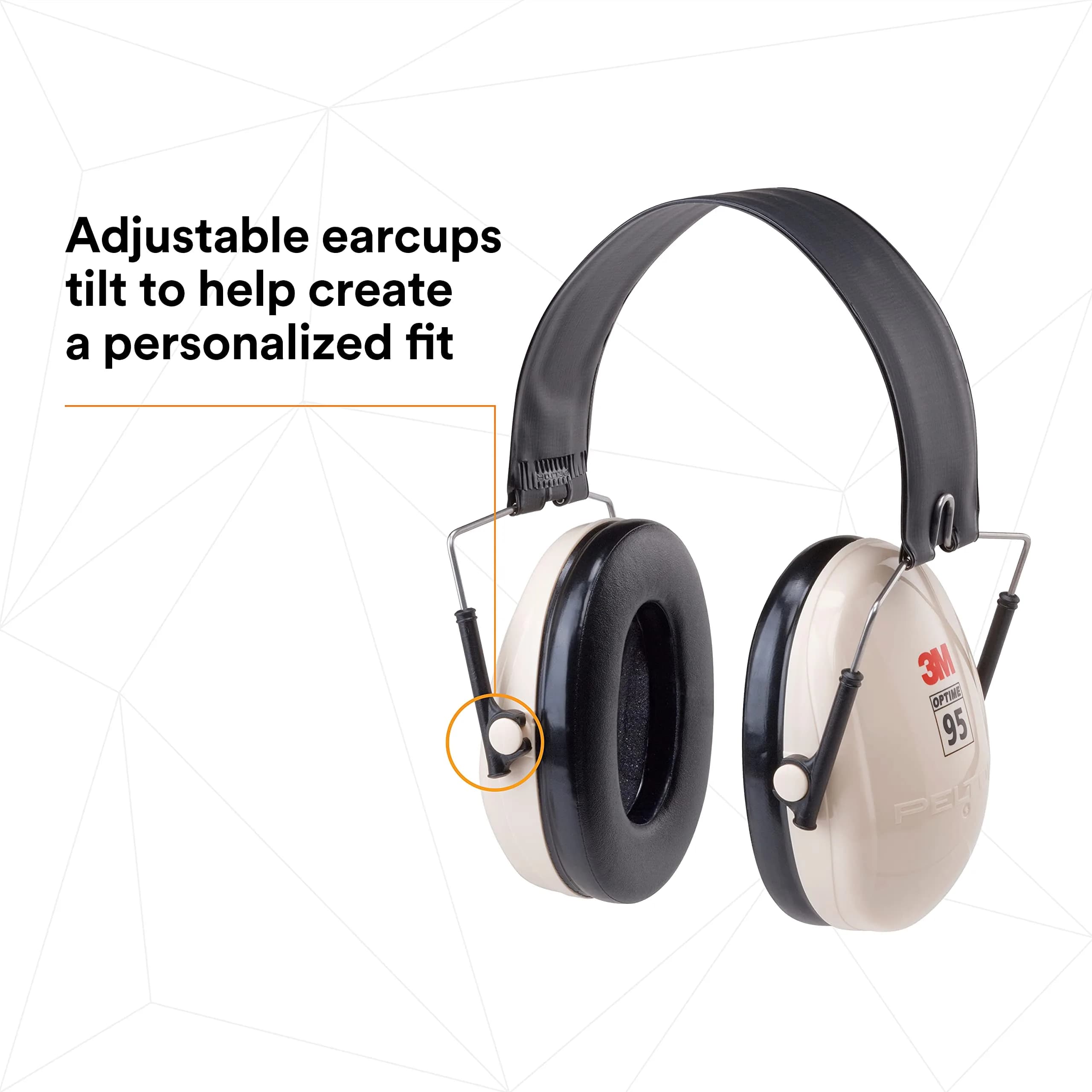 3M PELTOR Optime 95 Folding Earmuffs, Beige/Black | 21 dB NRR, Over-the-Head, Stainless Steel Headband - view 5