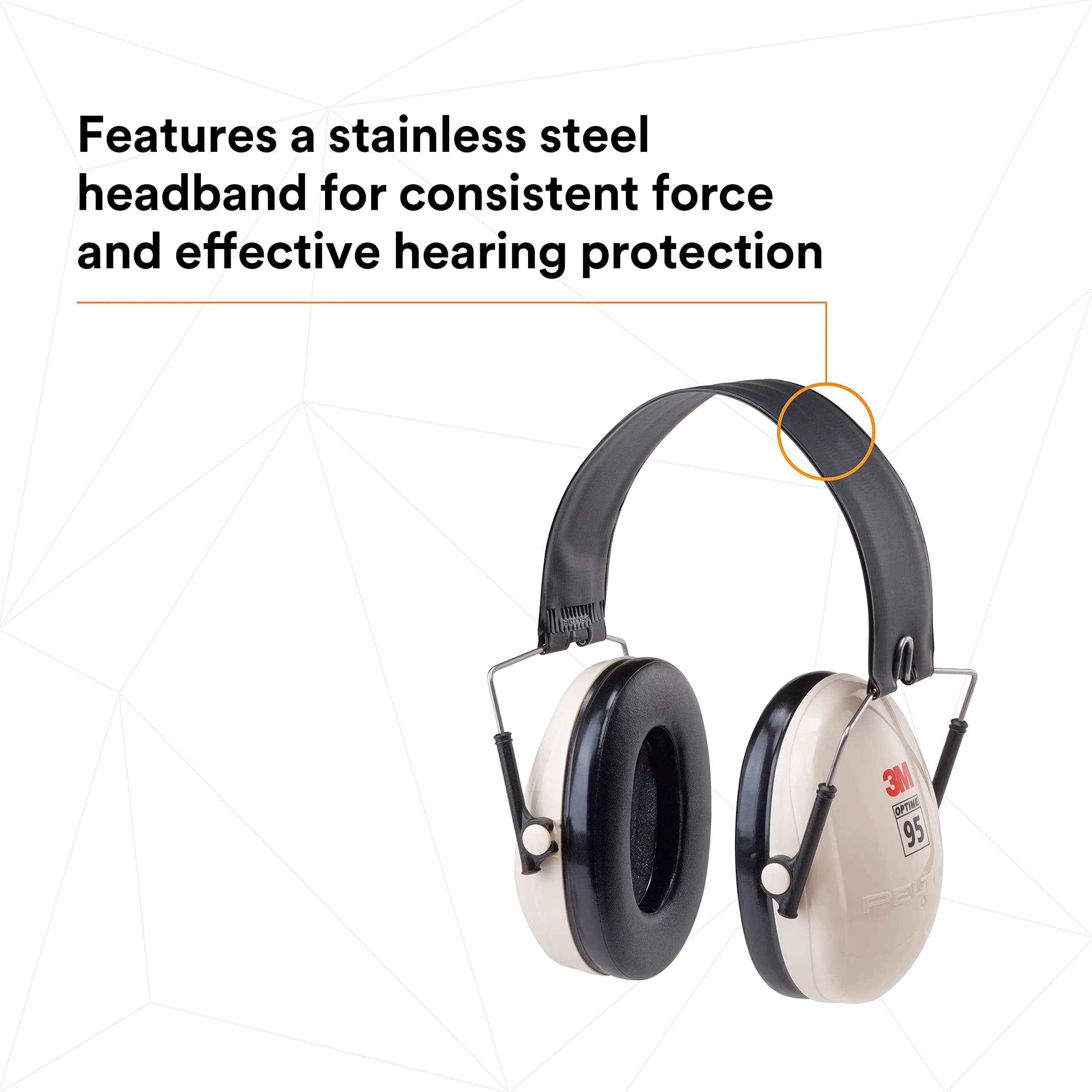 3M PELTOR Optime 95 Folding Earmuffs, Beige/Black | 21 dB NRR, Over-the-Head, Stainless Steel Headband - view 3
