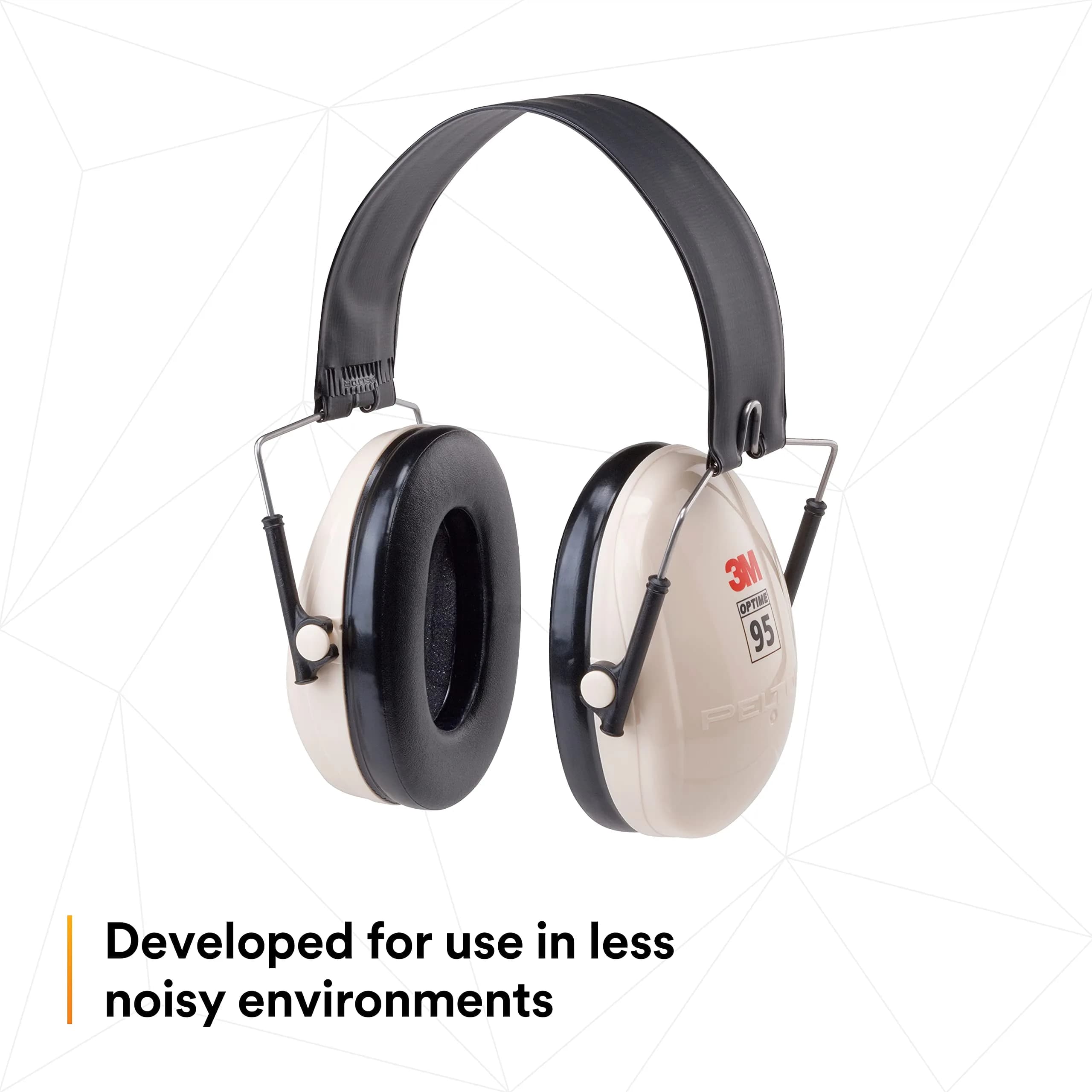 3M PELTOR Optime 95 Folding Earmuffs, Beige/Black | 21 dB NRR, Over-the-Head, Stainless Steel Headband - view 4