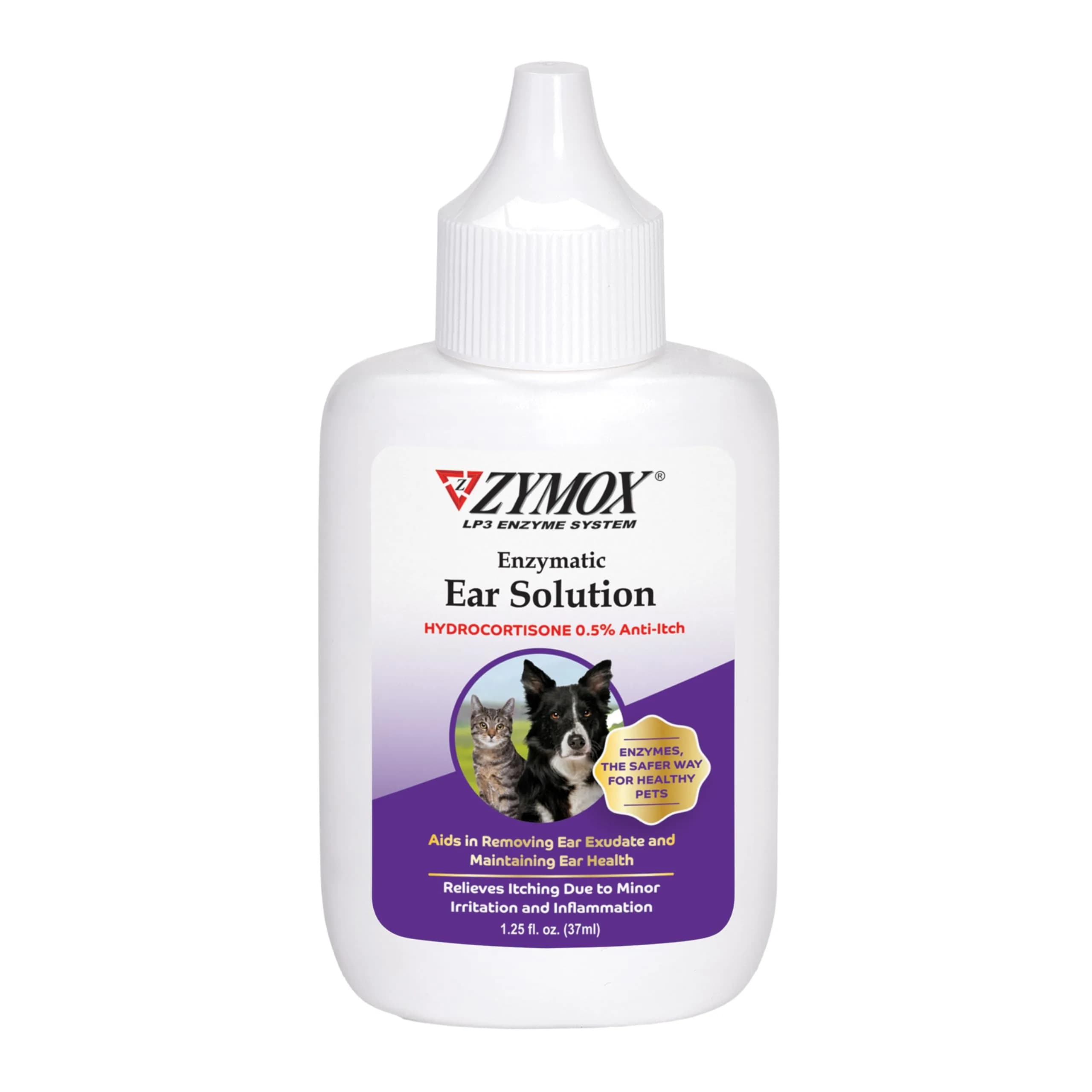 Zymox Enzymatic Ear Solution with 0.5% Hydrocortisone | Ear Care for Dogs & Cats, 1.25 oz
