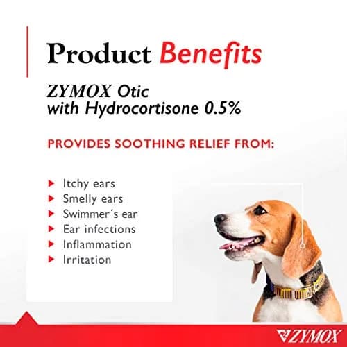 Zymox Enzymatic Ear Solution with 0.5% Hydrocortisone | Ear Care for Dogs & Cats, 1.25 oz thumbnail 3