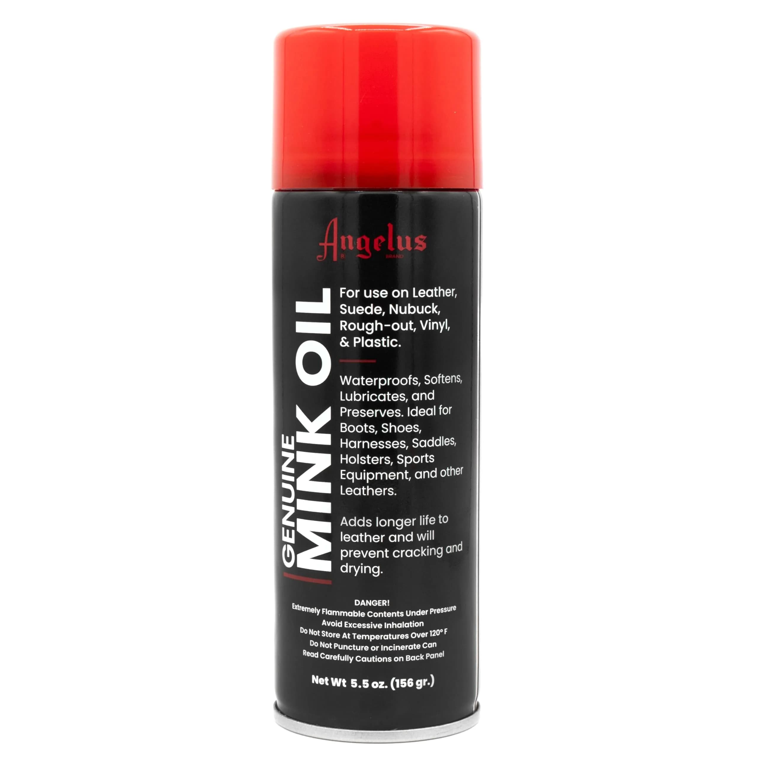 Angelus Mink Oil Conditioner Spray 156g (5.5 oz) | Premium Leather Care for Shoes, Boots, and Saddles — Yellow