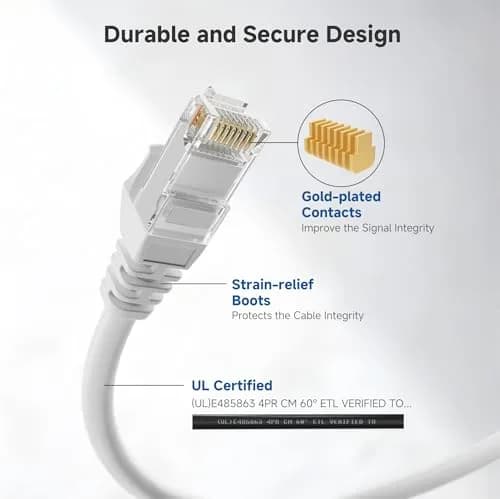 Cable Matters 3 ft White Cat 6 Ethernet Cable | 10Gbps Snagless Network Patch thumbnail 4