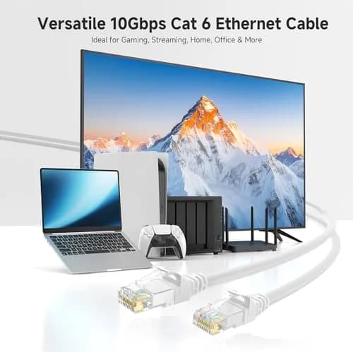 Cable Matters 3 ft White Cat 6 Ethernet Cable | 10Gbps Snagless Network Patch thumbnail 2