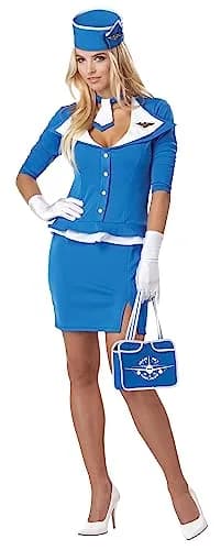 California Costumes Women's Retro Stewardess Costume Large | Blue, Sexy 1950s Style thumbnail 1