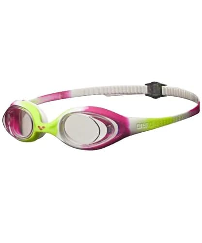 ARENA Unisex Youth Spider Junior Swim Goggles No Fog Non-Mirror Lens Lime Fuchsia/White/Clear | Easy Adjust Strap (70-120 chars) - main product image