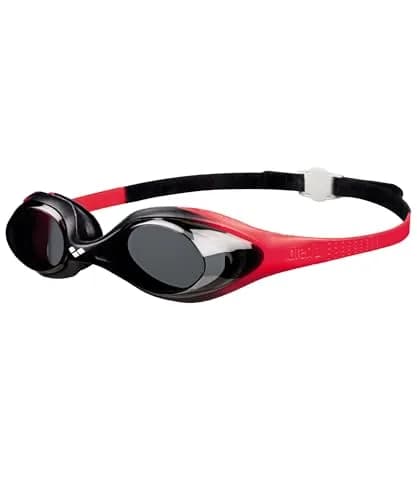 ARENA Unisex Youth Spider Junior Swim Goggles Ages 6-12 | Anti-Fog, No-Leak, Red/Smoke/Black thumbnail 1