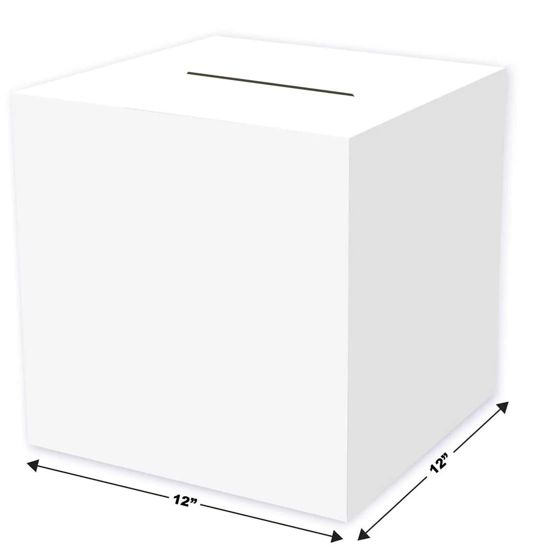 Beistle White All-Purpose Receiving Box 30.48cm x 30.48cm (12" x 12") | Card Collection Box for Events - view 2