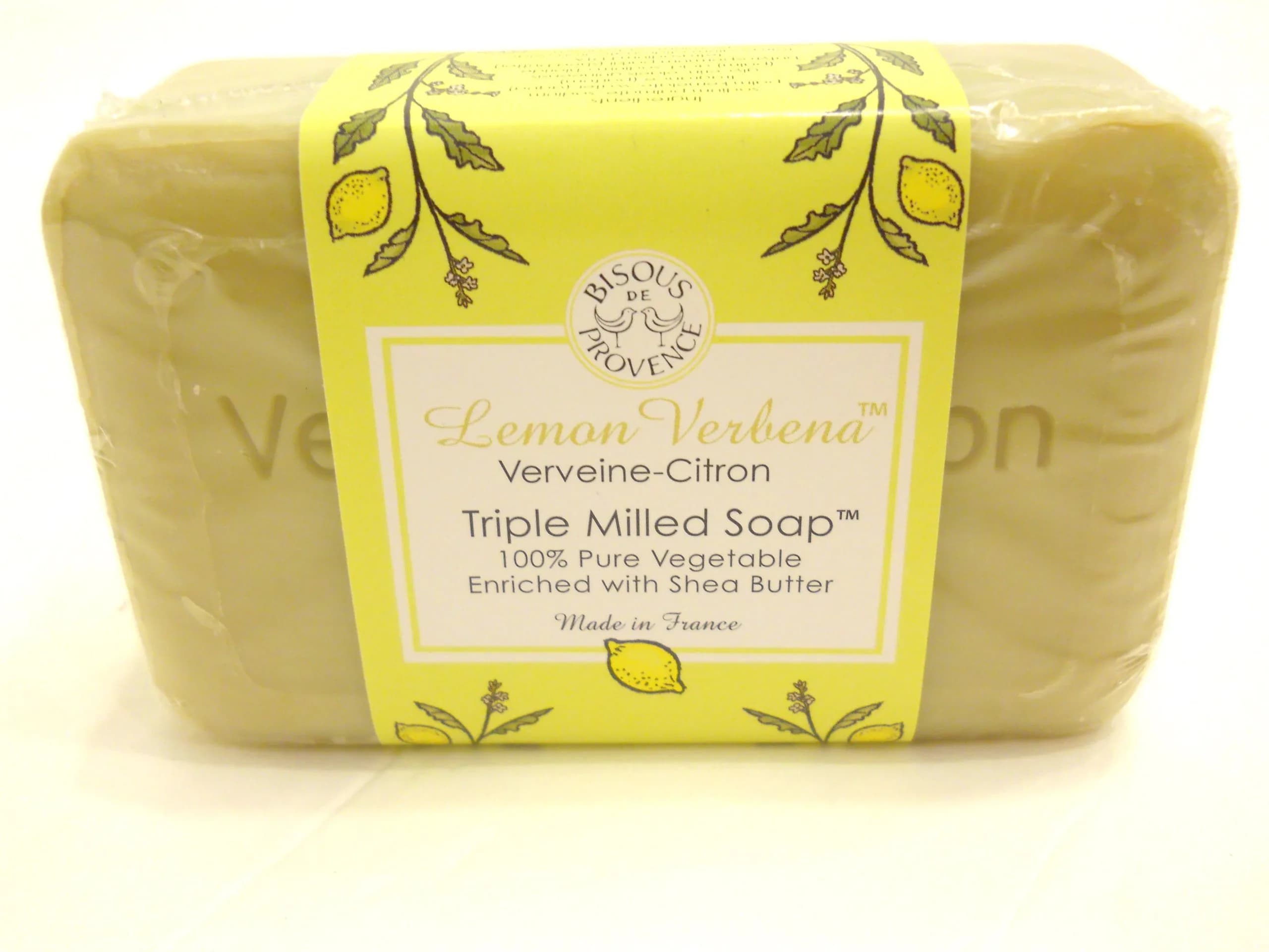 Bisous De Provence Lemon Verbena Verveine-Citron Triple Milled Soap 200g (7 Oz) | Authentic French Soap — 7 Ounce