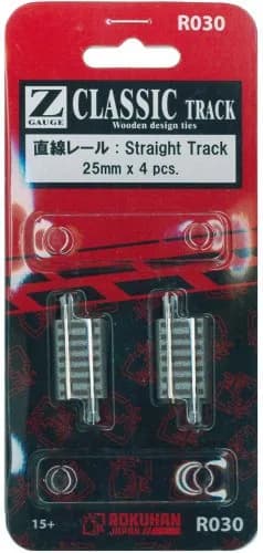 Rokuhan Z Gauge R030 Straight 25mm Rail (Pack of 4) | 25mm Nickel Silver Rails for Model Railroads thumbnail 1