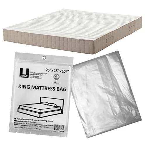 UBOXES King Size Mattress Cover/Bag 76x15x104 in | Clear Plastic Ventilated Mattress Protector thumbnail 2