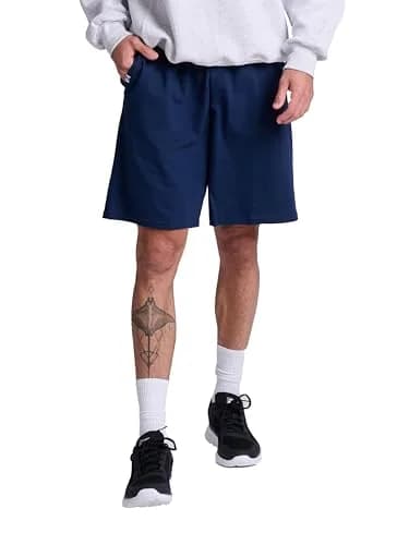 Russell Athletic Men's Cotton Shorts 8" Inseam Relaxed Fit Navy | Classic Athletic Staple thumbnail 1
