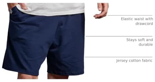 Russell Athletic Men's Cotton Shorts 8" Inseam Relaxed Fit Navy | Classic Athletic Staple thumbnail 4