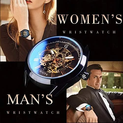 GLEIM Mechanical Skeleton Watch Self-Winding Leather Brown | Casual & Stylish (70-120 chars) thumbnail 2