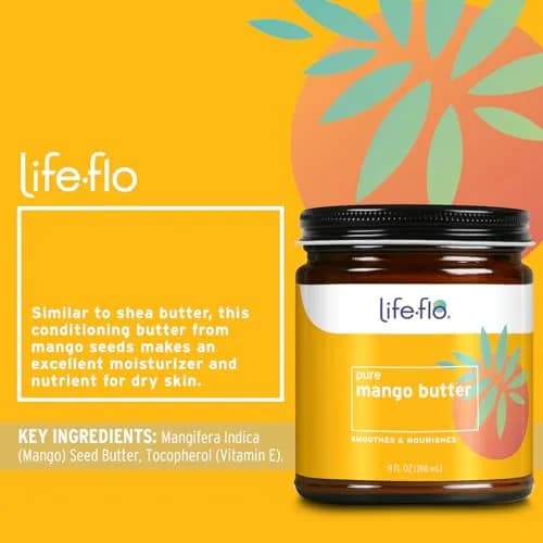 LIFE-FLO Mango Butter 9oz | Nourishing Moisturizer for Dry Skin, Hair & Nails thumbnail 2