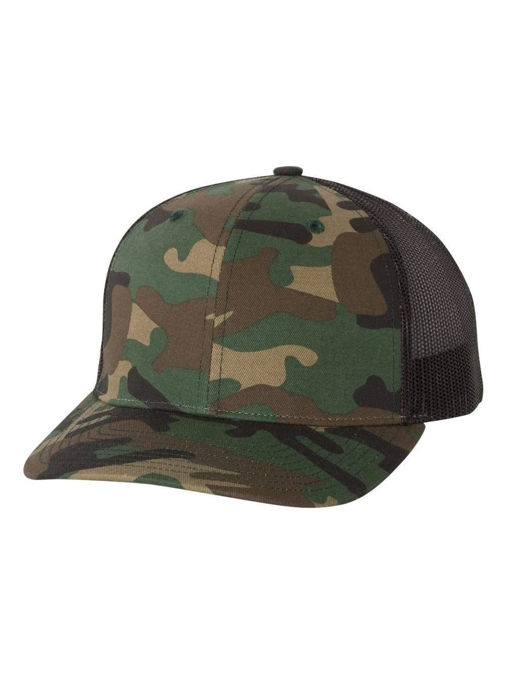 Richardson Unisex 112 Trucker Baseball Cap, Split Maroon/White, One Size — Camo/ Black / One Size