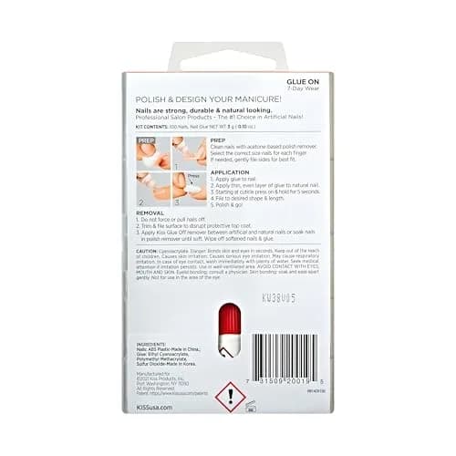 KISS Full Cover Nails Short Square Clear 100 Count | Professional Quality Press-On Nails thumbnail 4