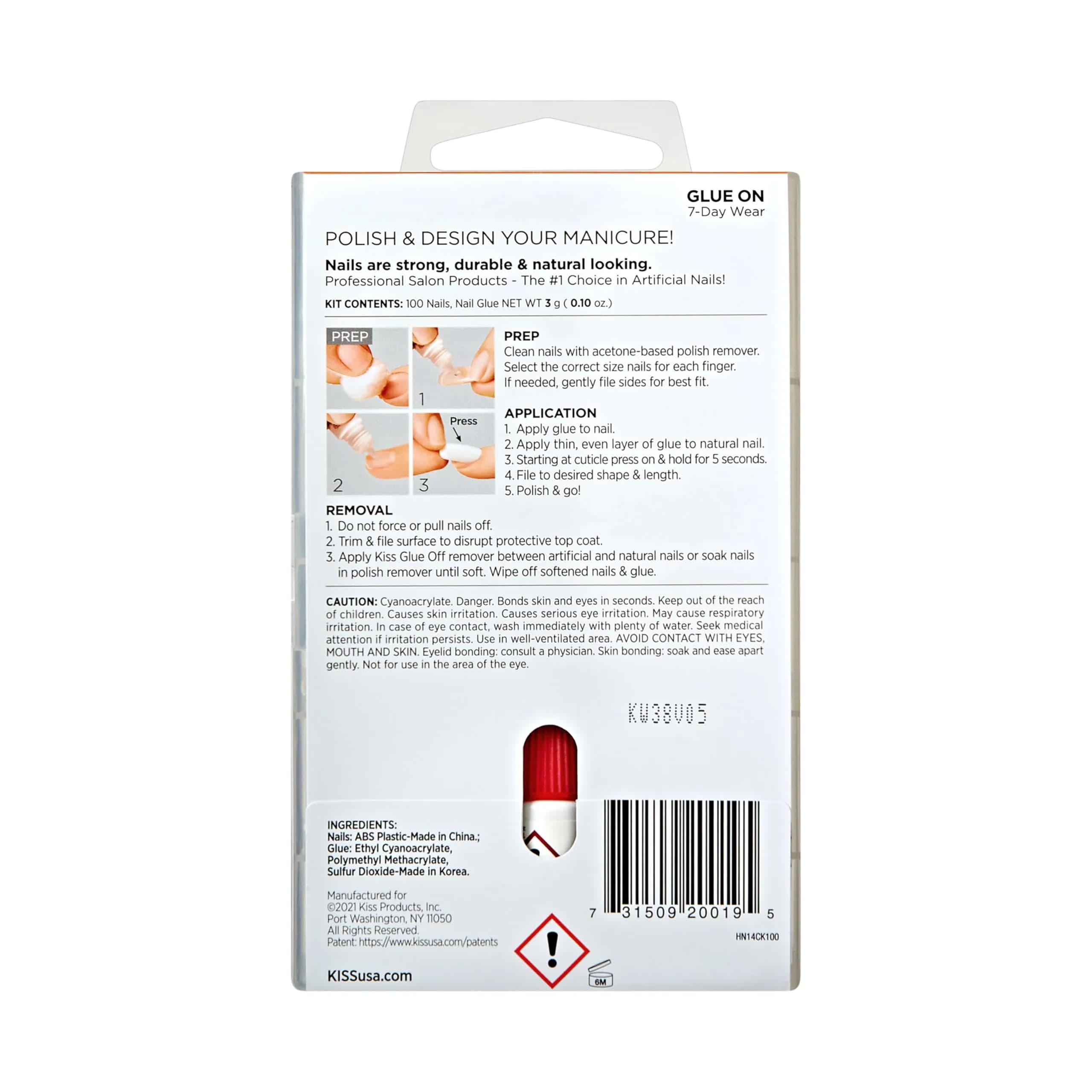 KISS Full Cover Nails Short Square Clear 100 Count | Professional Quality Press-On Nails - view 4