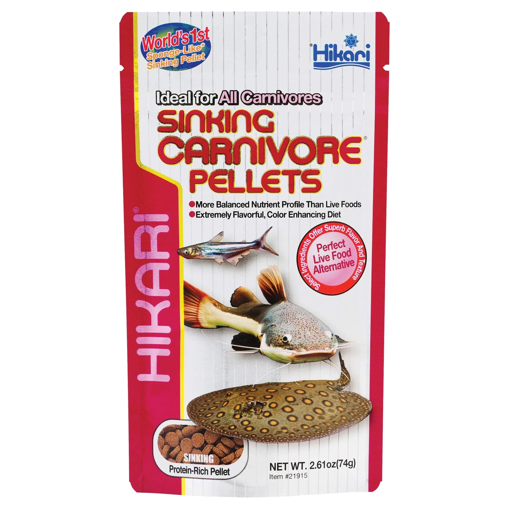 Hikari Sinking Carnivore Pellets for Pets, 74g (2.61 oz) | Balanced Diet for Large Carnivorous Fish - main product image