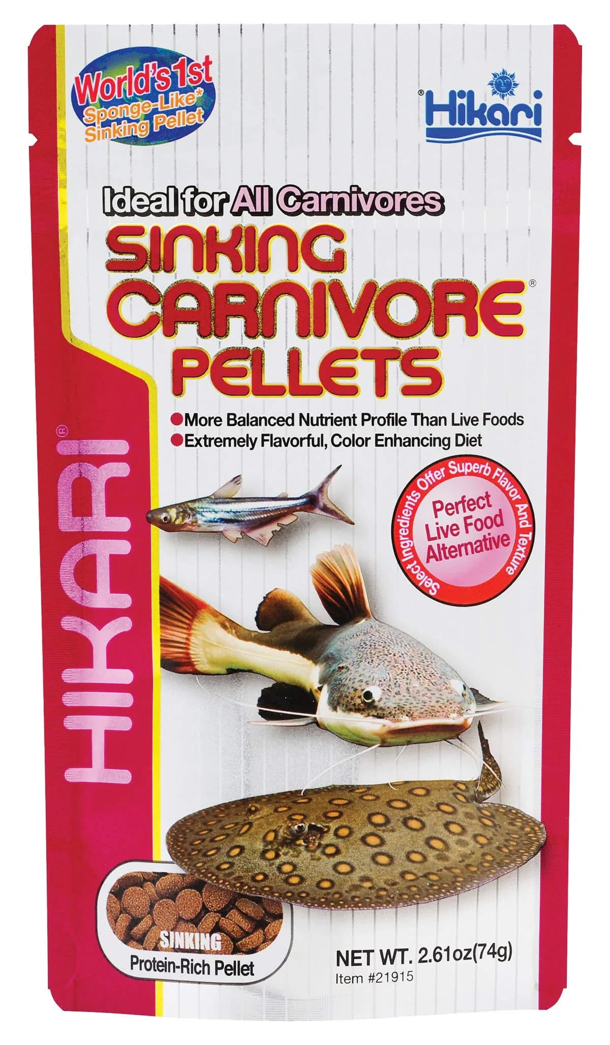 Hikari Sinking Carnivore Pellets for Pets, 74g (2.61 oz) | Balanced Diet for Large Carnivorous Fish - main product image