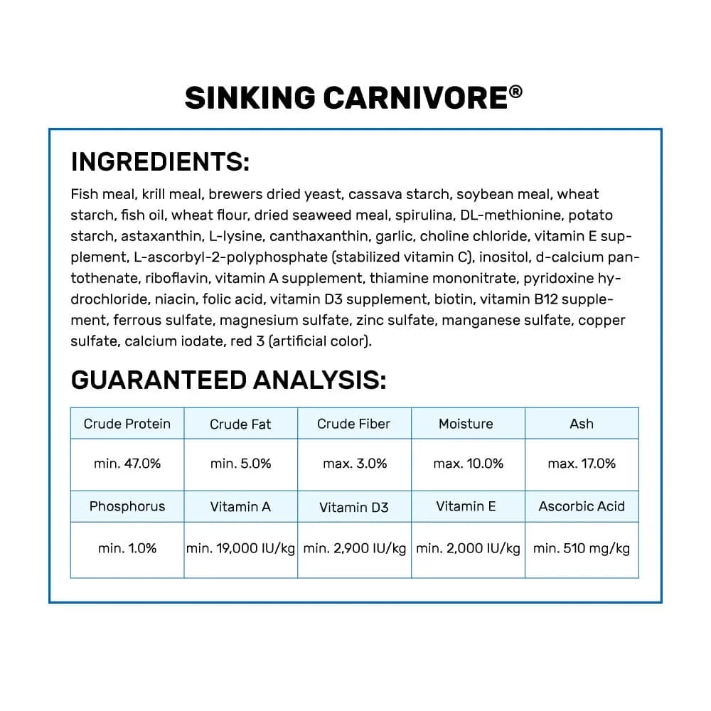 Hikari Sinking Carnivore Pellets for Pets, 74g (2.61 oz) | Balanced Diet for Large Carnivorous Fish - view 4