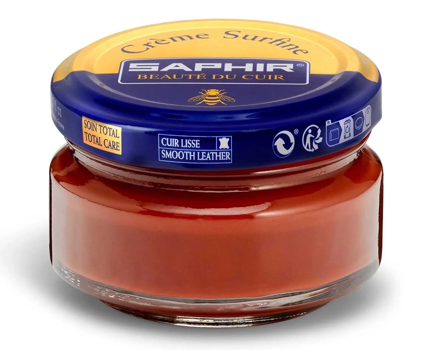 SAPHIR Creme Surfine Pommadier Shoe Polish - Beeswax Cream for Leather Products - Neutral | High Shine & Nourishment (70-120 chars) — Cognac Brown