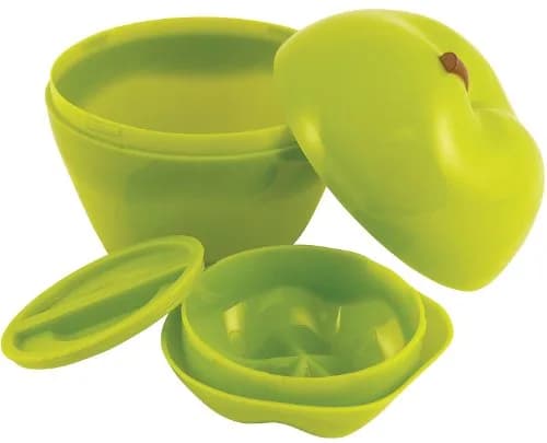 Hutzler Apple & Dip To-Go Container Set, Green | Stackable & Leak-Resistant for On-the-Go Snacking thumbnail 1