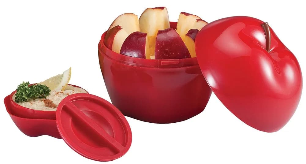 Hutzler Apple & Dip To-Go Container, Red | Stackable Snack Container for Healthy Lunches - view 2