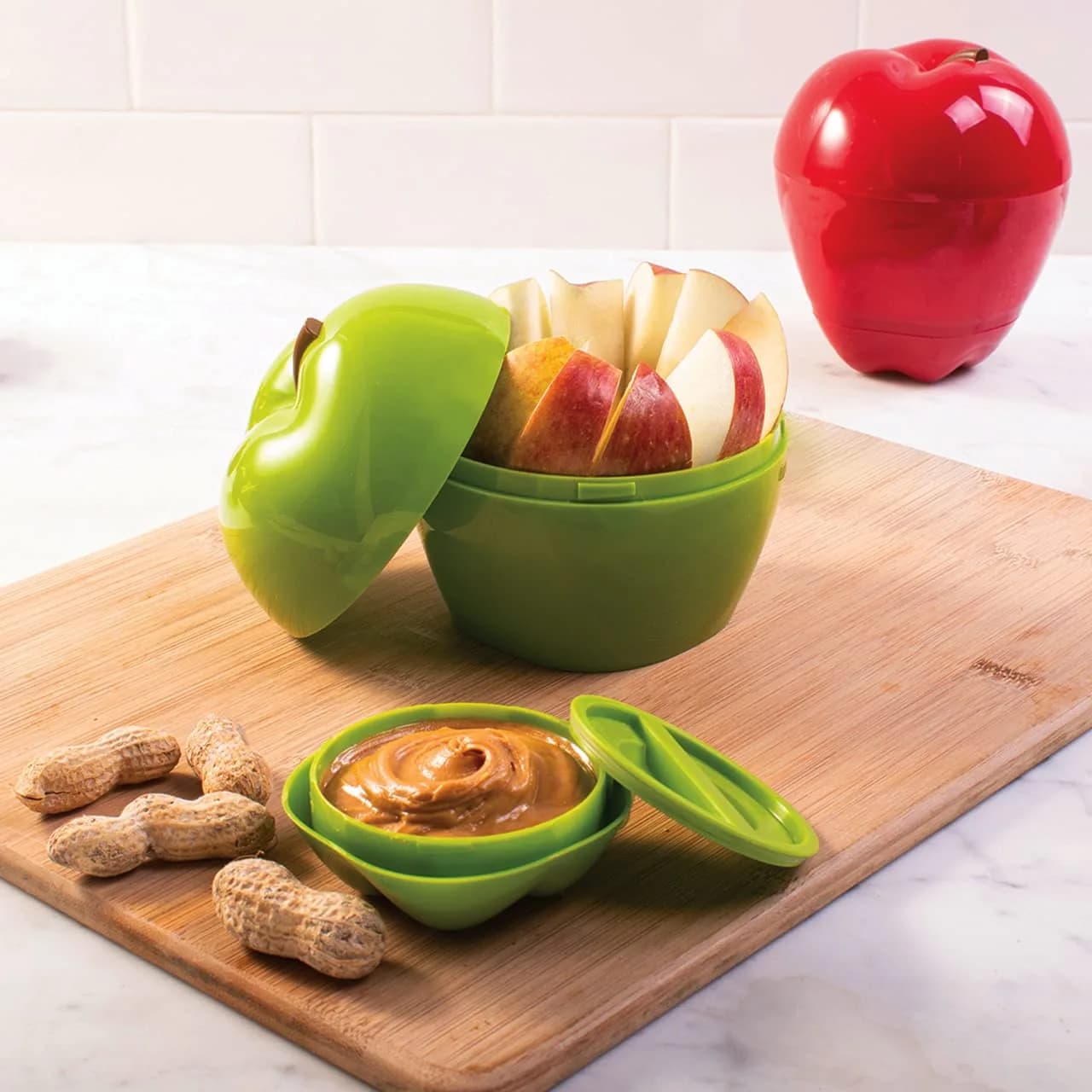 Hutzler Apple & Dip To-Go Container, Red | Stackable Snack Container for Healthy Lunches - view 3