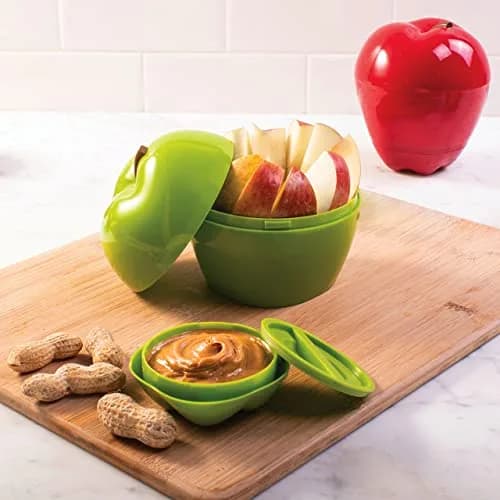 Hutzler Apple & Dip To-Go Container, Red | Stackable Snack Container for Healthy Lunches thumbnail 3
