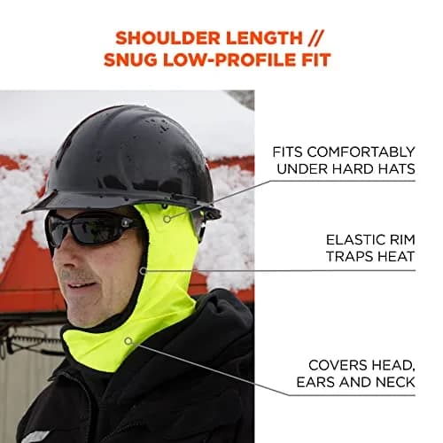 Ergodyne Unisex 2-Layer Thermal Hard Hat Liner Lime | Water-Resistant, Fleece-Lined Winter Safety Accessory thumbnail 4