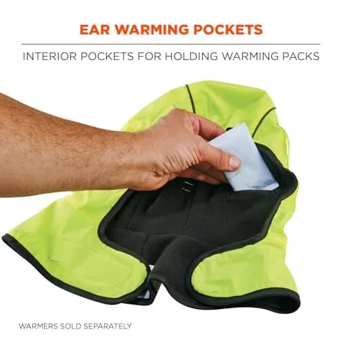 Ergodyne Unisex 2-Layer Thermal Hard Hat Liner Lime | Water-Resistant, Fleece-Lined Winter Safety Accessory thumbnail 5
