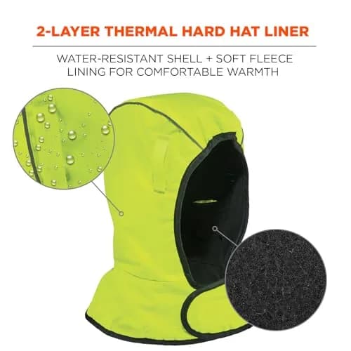 Ergodyne Unisex 2-Layer Thermal Hard Hat Liner Lime | Water-Resistant, Fleece-Lined Winter Safety Accessory thumbnail 2