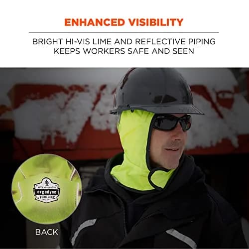 Ergodyne Unisex 2-Layer Thermal Hard Hat Liner Lime | Water-Resistant, Fleece-Lined Winter Safety Accessory thumbnail 3