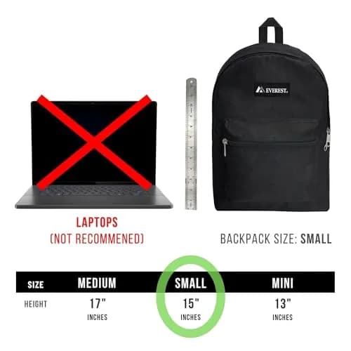 EVEREST Basic Backpack 13.9 L (0.4 kg) | Lightweight Daypack for School, Travel, and Work thumbnail 4