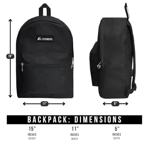 EVEREST Basic Backpack 13.9 L (0.4 kg) | Lightweight Daypack for School, Travel, and Work thumbnail 3