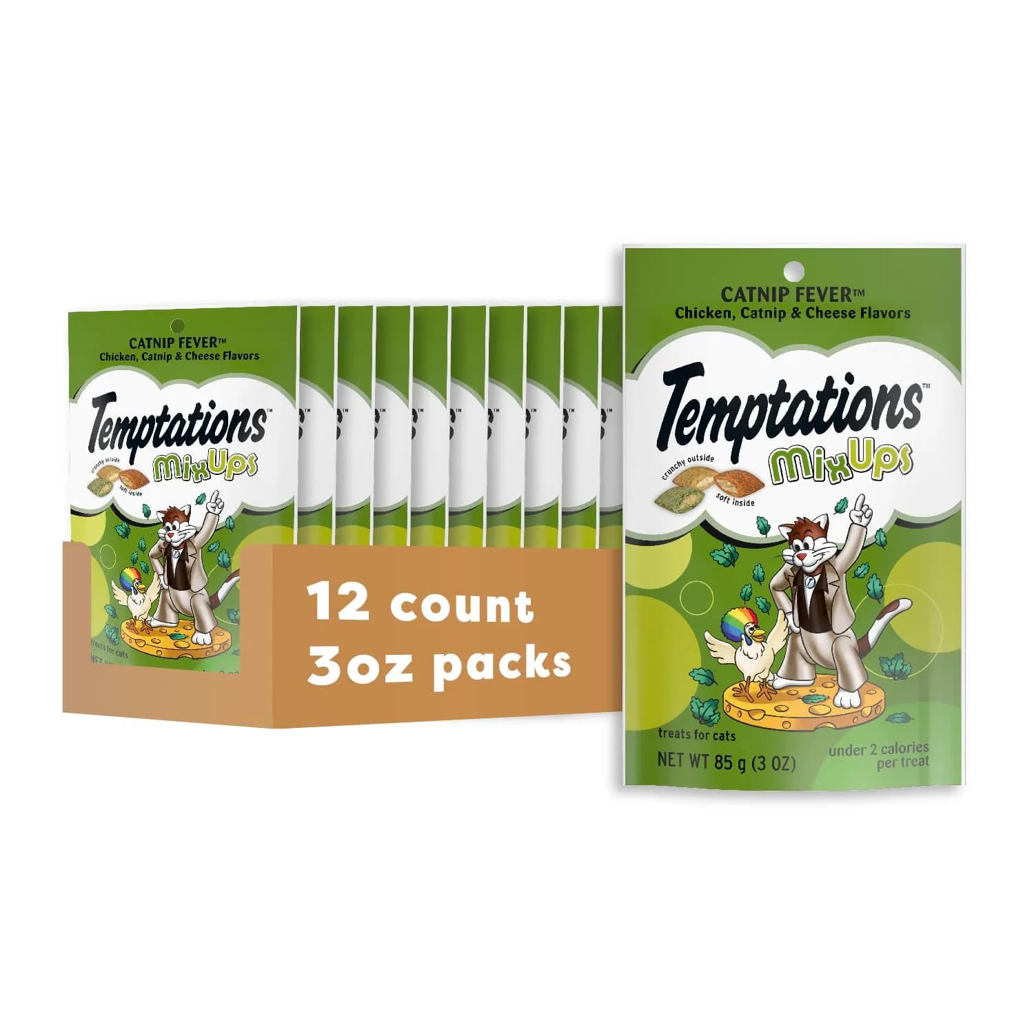Temptations MixUps Catnip Fever Cat Treats 3 oz (85g) Pouch | 12-Pack for Adult Cats