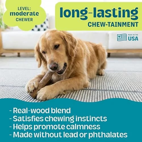 Pupstages Dogwood Stick Dog Chew Toy, Large 8" (20.3 cm) | Durable Wood Blend for Moderate Chewers thumbnail 4