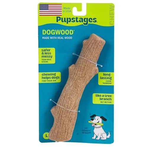 Pupstages Dogwood Stick Dog Chew Toy, Large 8" (20.3 cm) | Durable Wood Blend for Moderate Chewers thumbnail 1